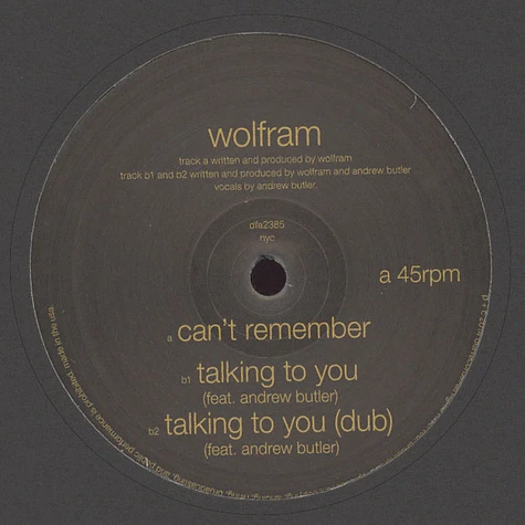 Wolfram - Can't Remember