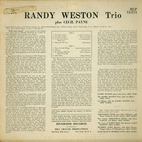 Randy Weston Trio Plus Cecil Payne - With These Hands . . .