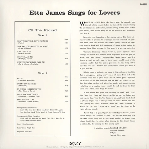 Etta James - Sings For Lovers