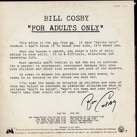 Bill Cosby - For Adults Only