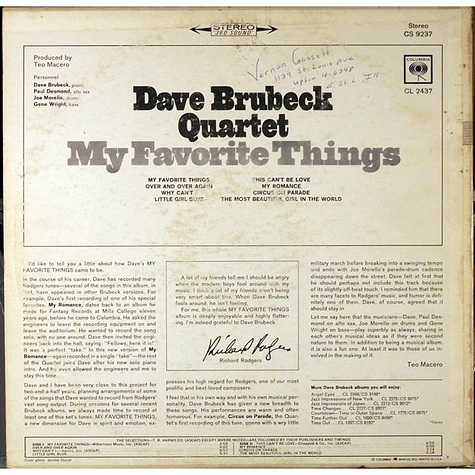 The Dave Brubeck Quartet - My Favorite Things