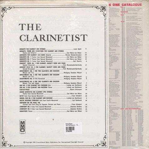 Franz Bauer - The Clarinetist - Piano Accompaniments By Franz Bauer
