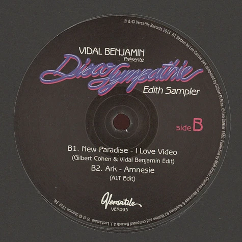 Vidal Benjamin - Disco Sympathie Edith Sampler 12"