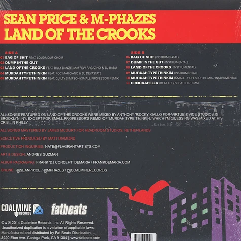 Sean Price & M-Phazes - Land Of The Crooks EP Red Vinyl Edition
