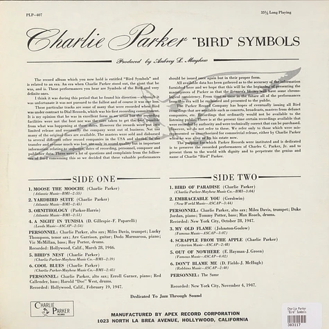 Charlie Parker - "Bird" Symbols