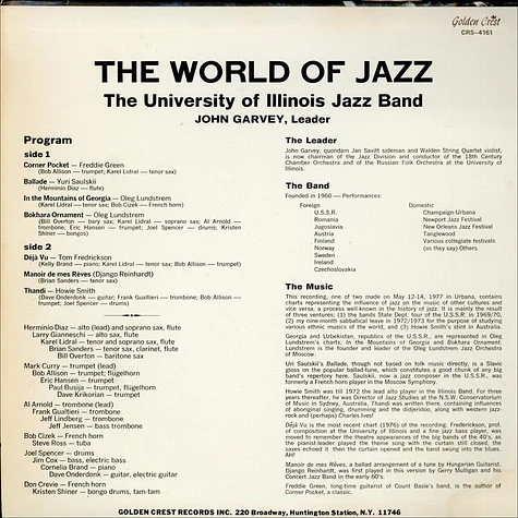 University Of Illinois Jazz Band Conductor John Garvey - The World of Jazz
