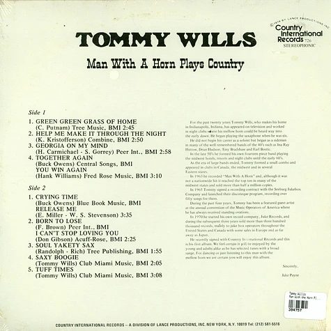 Tommy Willis - Man With the Horn Plays Country