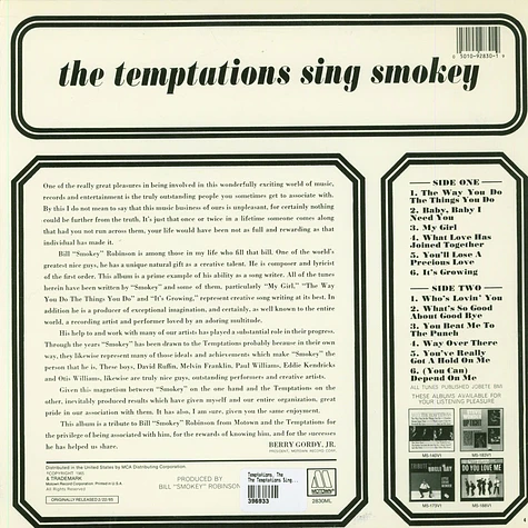 The Temptations - The Temptations Sing Smokey