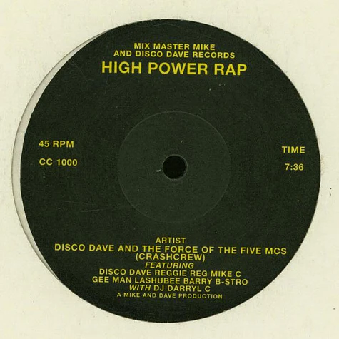 Disco Dave And The Force Of The 5 MCs, The Crash Crew - High Power Rap