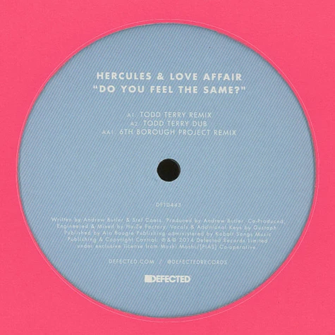 Hercules & Love Affair - Do You Feel The Same? Todd Terry & 6Th Borough Project Remixes