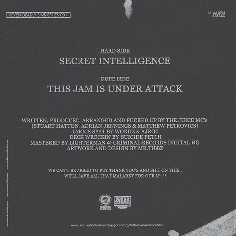 Juice MC's - Secret Intelligence / This Jam Is Under Attack