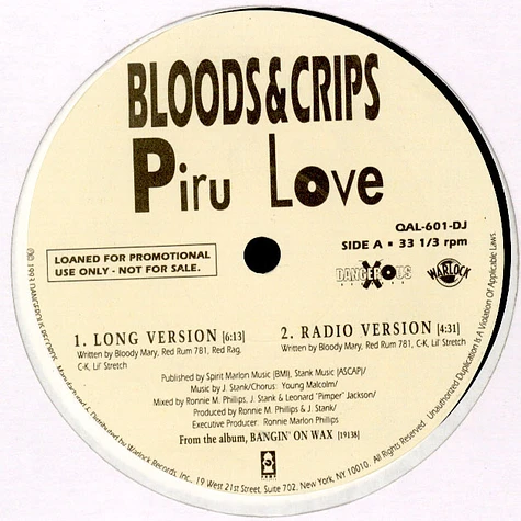 Bloods & Crips - Piru Love / Puttin' In Work