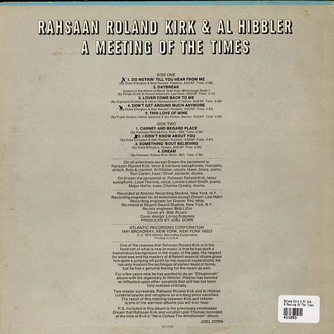 Roland Kirk & Al Hibbler - A Meeting Of The Times