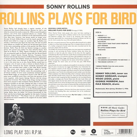 Sonny Rollins - Rollins Plays For Bird