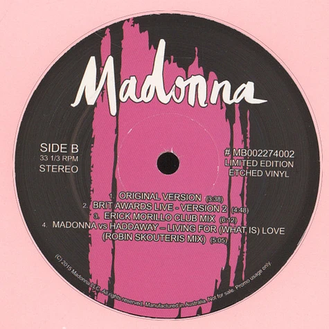 Madonna - Living For Love Etched Edition