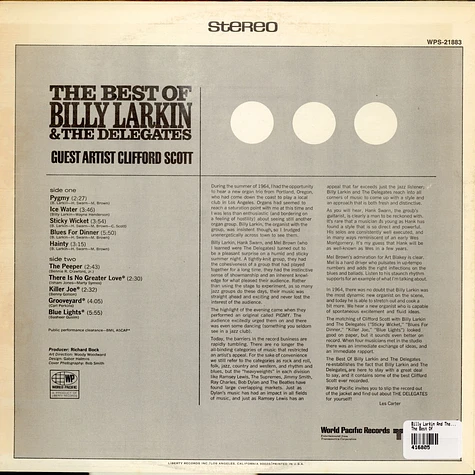 Billy Larkin And The Delegates Guest Artist Clifford Scott - The Best Of