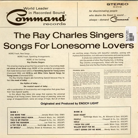 The Ray Charles Singers - Songs For Lonesome Lovers