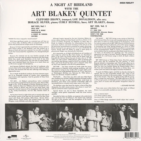 Art Blakey Quintet - A Night At Birdland Volume 1 Back To Blue Edition