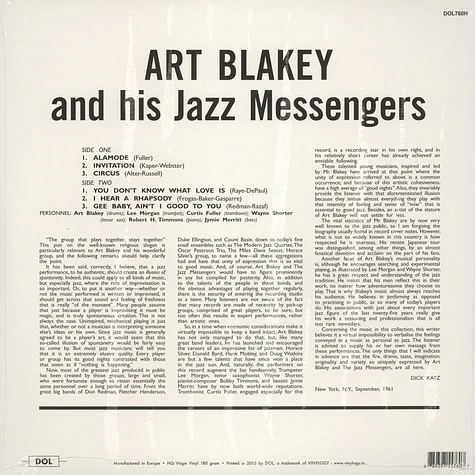 Art Blakey And His Jazz Messengers - Art Blakey And His Jazz Messengers 180g Vinyl Edition