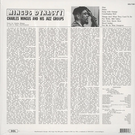 Charles Mingus - Mingus Dynasty 180g Vinyl Edition