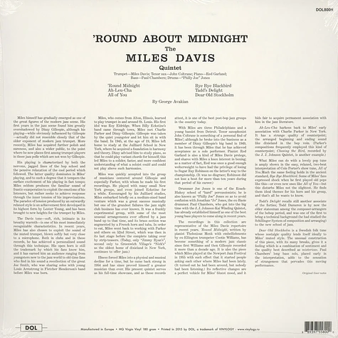 Miles Davis - Round About Midnight 180g Vinyl Edition
