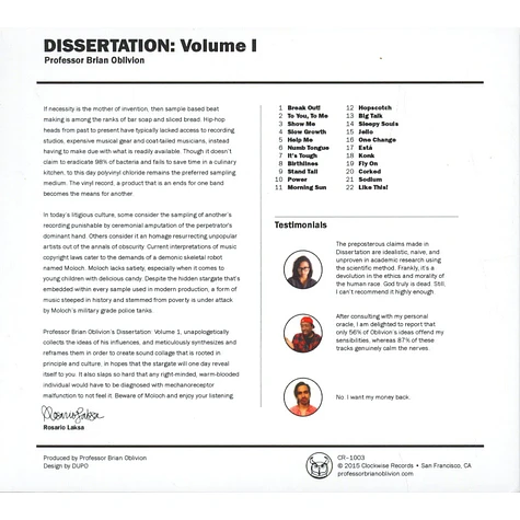 Professor Brian Oblivion - Dissertation: Volume 1