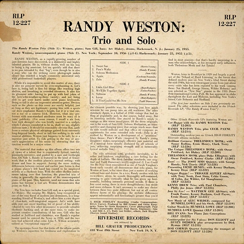 Randy Weston With Art Blakey - Trio And Solo