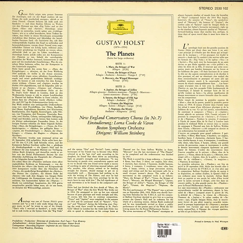 Gustav Holst - William Steinberg • Boston Symphony Orchestra - The Planets