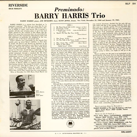 Barry Harris Trio = Barry Harris Trio - Preminado = プレミナード