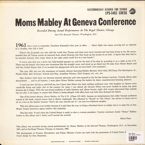 Moms Mabley - Moms Mabley At Geneva Conference