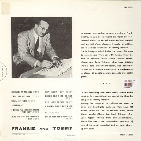 Frank Sinatra With Tommy Dorsey And His Orchestra - Frankie And Tommy