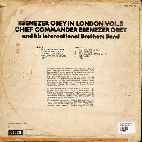 Ebenezer Obey & His International Brothers - Ebenezer Obey In London Vol. 3