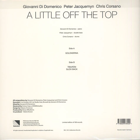 Giovanni Di Domenico, Peter Jacquemyn & Chris Corsano - A Little Off The Top