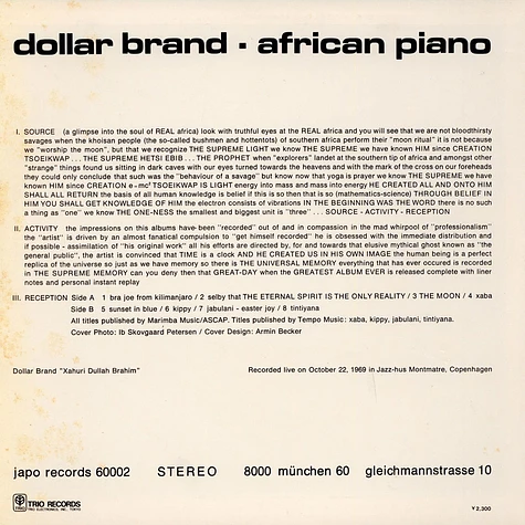 Dollar Brand - African Piano