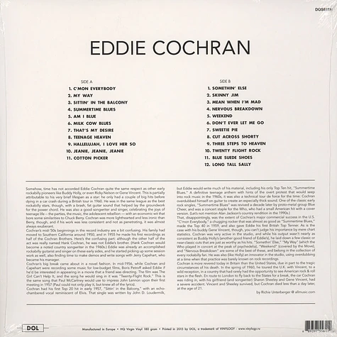 Eddie Cochran - The Best Songs Of 180g Vinyl Edition