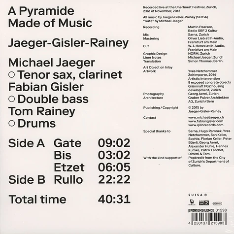 Jaeger / Gisler / Rainey - A Pyramid Made Of Musicq