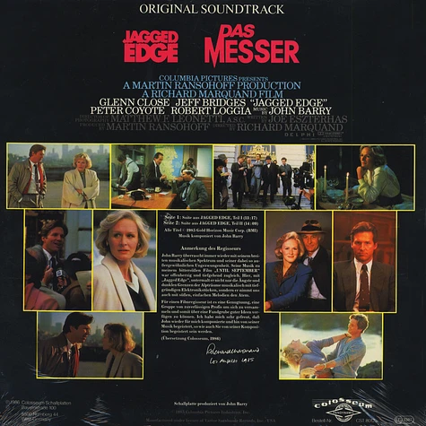 John Barry - OST Jagged Edge - Das Messer