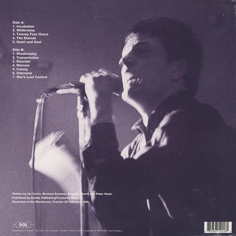 Joy Division - Live In Preston, February 28, 1980 180g Vinyl Edition