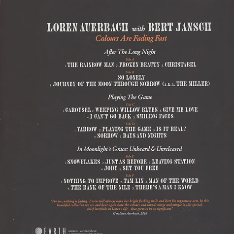 Bert Jansch - Colours Are Fading Fast Feat. Loren Auerbach