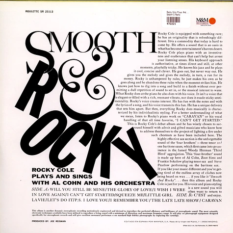 Rocky Cole Plays And Sings With The Al Cohn And His Orchestra - Smooth & Rocky