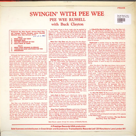 Pee Wee Russell With Buck Clayton - Swingin' With Pee Wee