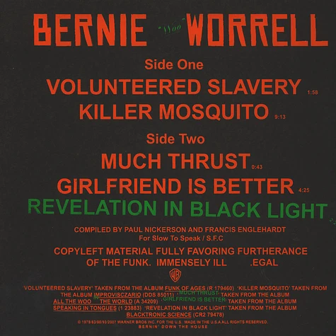 Bernie Worrell - Volunteered Slavery / Girlfriend Is Better