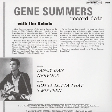 Gene Summers & The Rebels - A Gene Summers Record Date EP