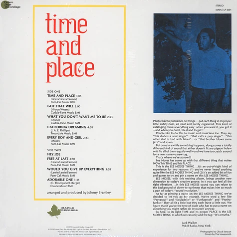 Lee Moses - Time And Place Black Vinyl Edition