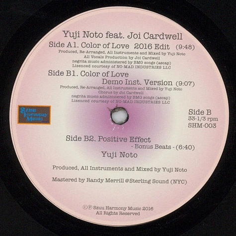 Yuji Noto - Color Of Love 2016 Edit EP