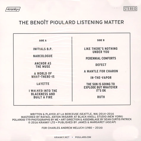 Benoit Pioulard - The Benoit Pioulard Listening Matter