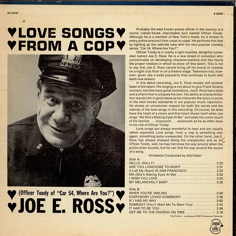 Joe E. Ross - Love Songs From A Cop