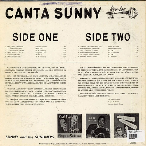 Sunny & The Sunliners - Canta Sunny...
