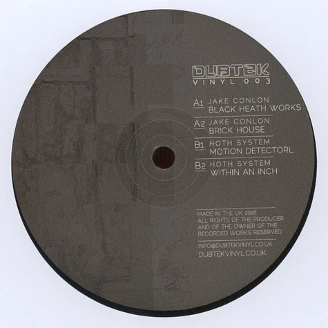 Jake Conlon / Hoth System - Dubtek Vinyl 003