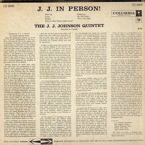 The J.J. Johnson Quintet - J. J. In Person!